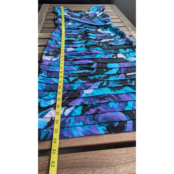 💜Bold Blue Abstract Ruched Dress by Adriana Papelle - Picture 8 of 11